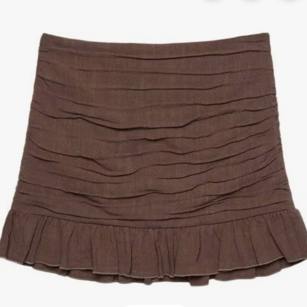 stradivarius Brown Ruched Mini Skirt
